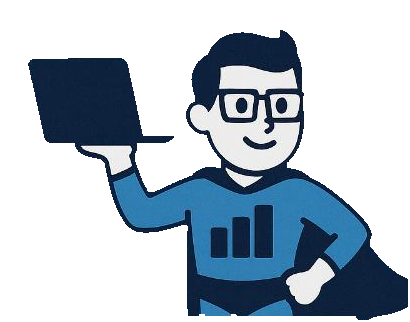 Data Sidekick mascotte met laptop